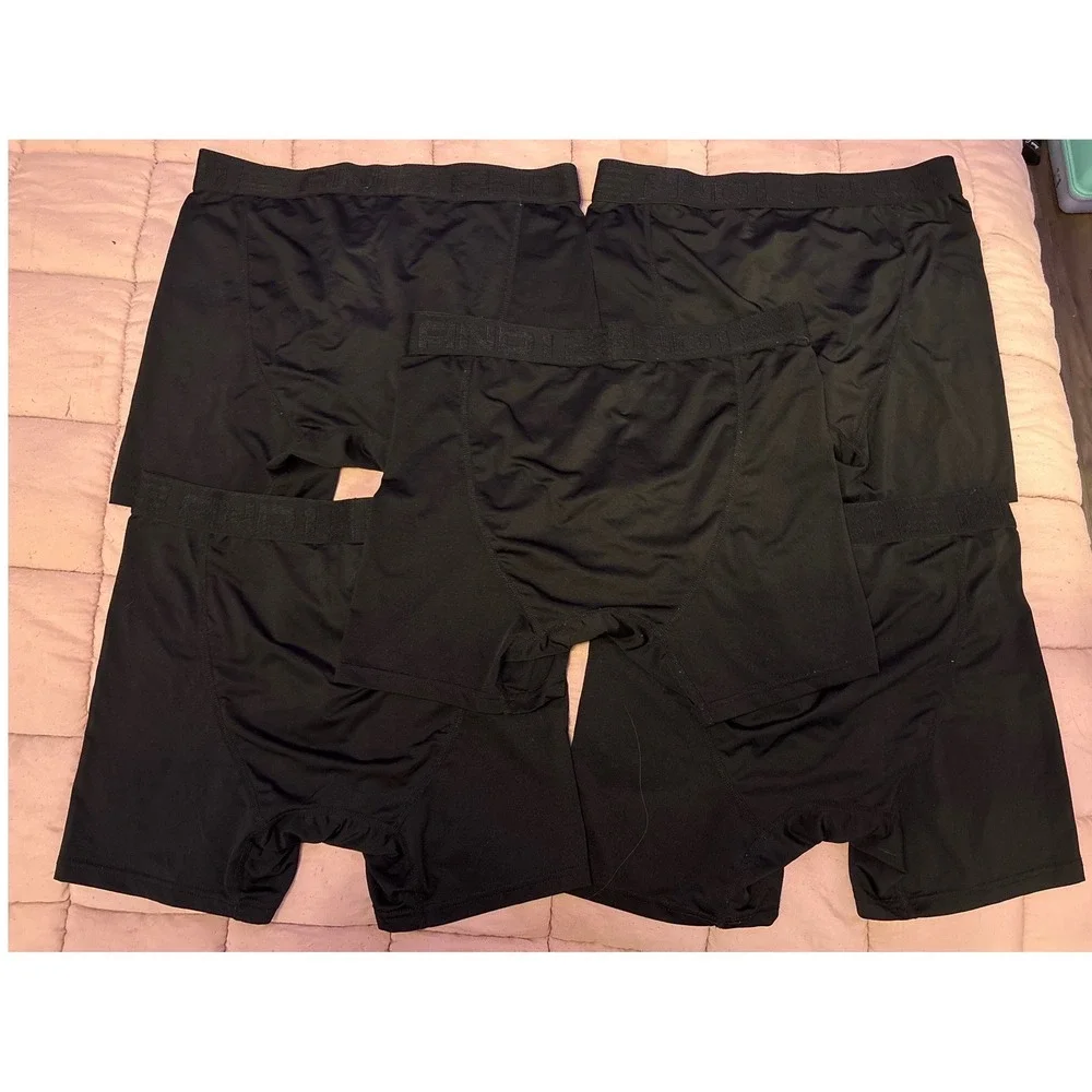 AND1 Men's Black Performance Boxer Briefs 5‎ Pack Size Medium